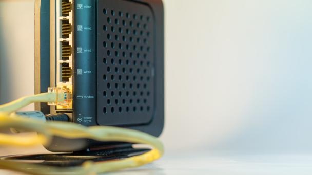 Router, ethernet ports and cable