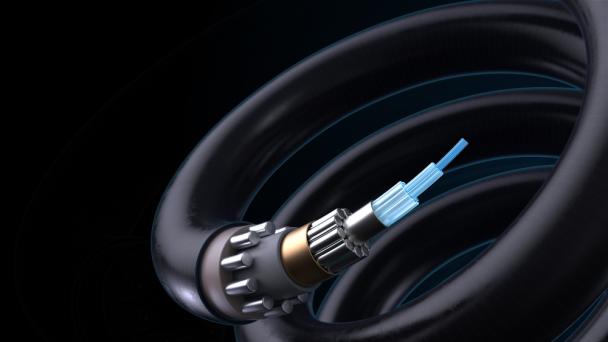 3d render technology background. concept of fiber optic internet cable with complex structure
