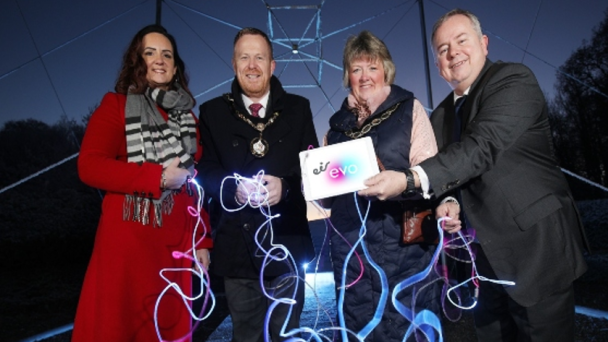 eir evo Business Development Director Clair Gheel; Lord Mayor of Armagh City, Banbridge & Craigavon Borough Council, Councillor Paul Greenfield; Deputy Chair of Mid Ulster District Council, Councillor Frances Burton; and eir evo Regional Director for Northern Ireland, Philip O’Meara.